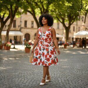Chi Chi Floral Red and White Dress 24